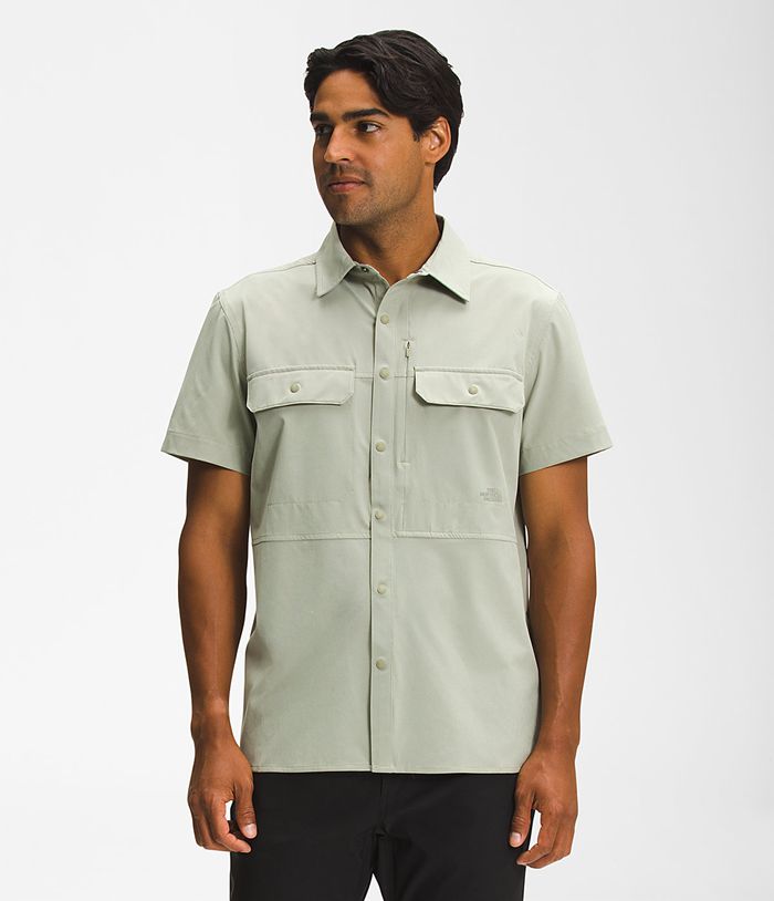 The North Face Shirt Sniktau Short Sleeve Sun Green - Mens - Thailand RPAQV-2561